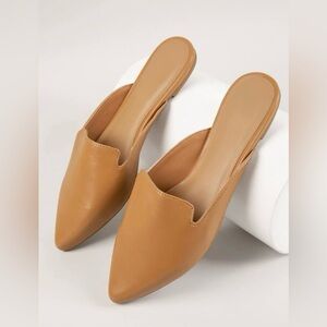 SHEIN Faux Leather Pointed Toe Notched Mules